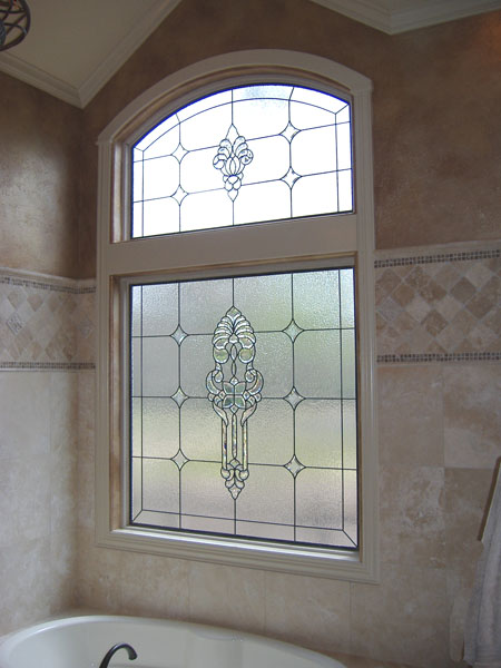 modern bathroom stained glass houston
